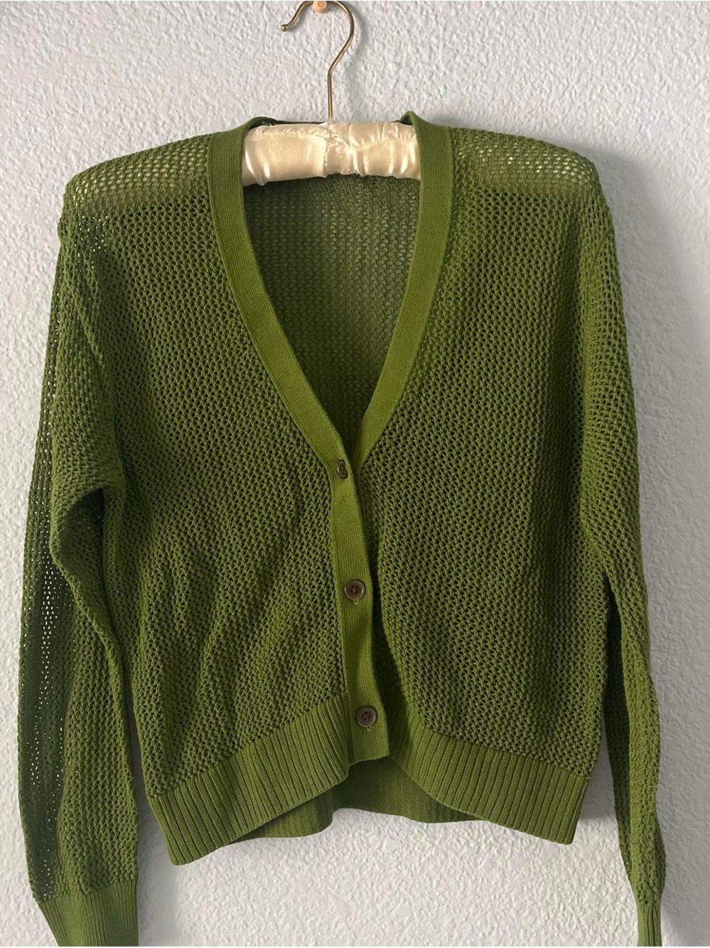 Uniqlo Olive Green/forest green mesh cardigan